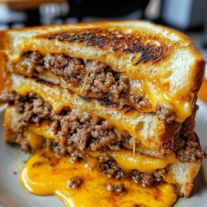 Recept voor broodje gegrilde kaas met rundvlees (digitale download)