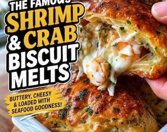 Shrimp & Crab Biscuit Melts – Buttery Golden Seafood Stuffed Biscuits | Easy Creamy Appetizer Recipe