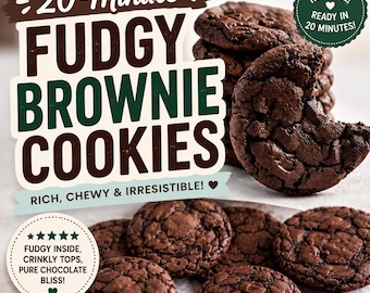 Fudgy Chocolate Brownie Cookies Recipe | Easy 20-Minute Bake (PDF Download)