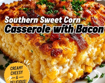 Southern Sweet Corn Casserole Recipe | Cheesy Bacon Comfort Food (Digital Download)