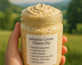 Receta de salsa de queso crema y jalapeños / Aperitivo picante (PDF y JPG)