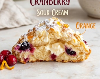Cranberry Orange Scone Recipe, Sour Cream Glaze (Digital Download)