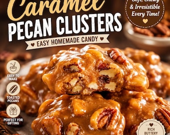 Caramel Pecan Clusters Recipe | Easy Homemade Pecan Candy | Soft and Chewy Holiday Treat