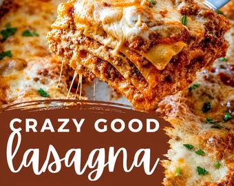Easy Lasagna Recipe Printable PDF | Homemade Italian Dinner Recipe | No Boil Noodles | Classic Family Meal | Digital Download