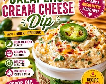 Rezept für Jalapeño-Frischkäse-Dip | Würzige Vorspeise (PDF & JPG)