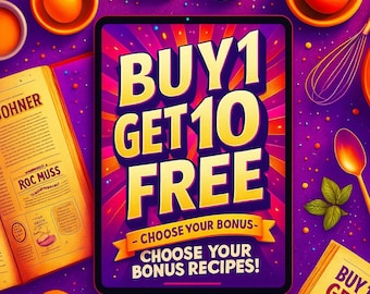 BUY 1, Get 10 FREE recipes – Bigital Download | easy Cooking & Baking Ideas | Instant PDF.