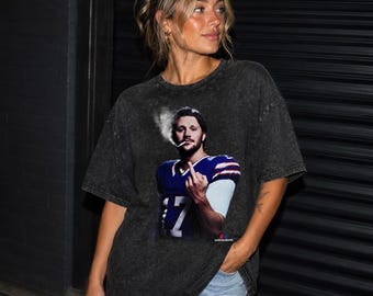 Allen Buffalo Football Graphic Tee, Vintage Washed Oversized Shirt, Game Day Streetwear
