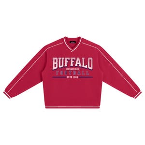 Buffalo Football Vintage Varsity Sweatshirt – Retro Game Day Crewneck | Red Buffalo Fan Sweatshirt | Football Lover Gift image 2