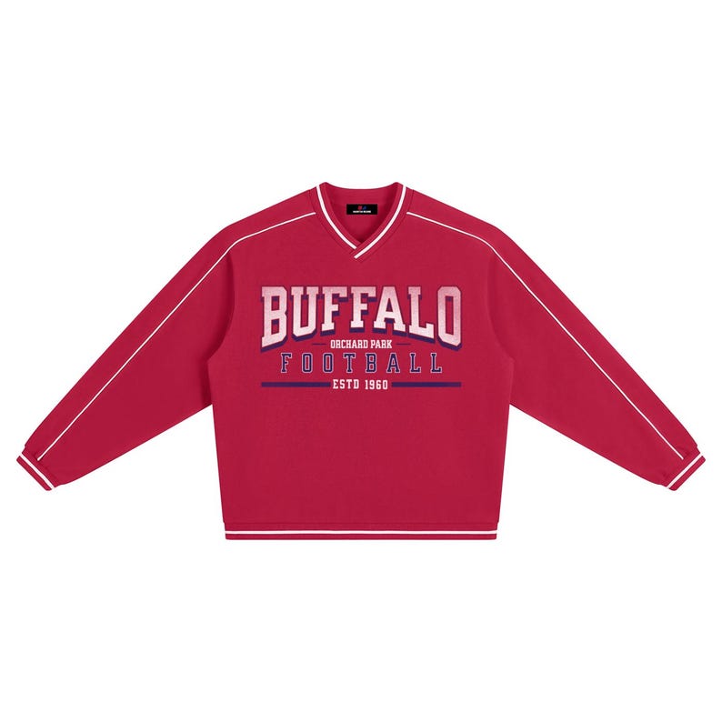 Buffalo Football Vintage Varsity Sweatshirt – Retro Game Day Crewneck | Red Buffalo Fan Sweatshirt | Football Lover Gift image 2