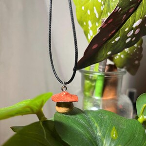 Mushroom Necklace | Handmade mushroom Charm Pendant Necklace Black Necklace Mushrooms Jewelry Red Purple Popular New Low Price
