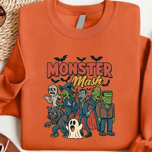 Retro Halloween Monster Mash Sweatshirt, Monster Halloween Tee, Halloween Aesthetic, Vintage Halloween Sweatshirt, Graphic Monster Fall Top