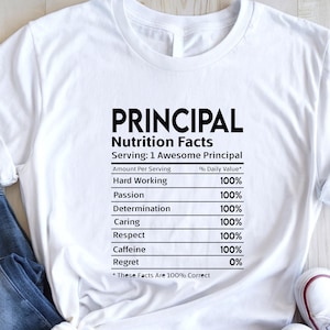 Principal Nutrition Facts Shirt, Principal Shirt, Principal Gift, Principal Nutrition, Principal Tshirt, Principal T-Shirt, Principal Tee