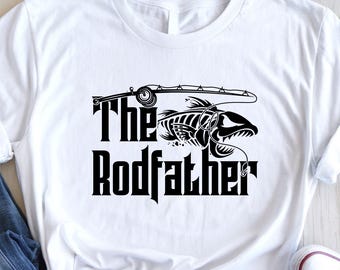 The Rodfather T Shirt, Fishing Dad, Tee Fish Carp Dad Grandad Present gift for him T-Shirt, Unisex Funny Joke Tee, Novelty Slogan Quote Top