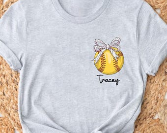 Softball Design Shirt mit individuellem Namen, Sport-Shirt, Softball Mama T-Shirt, personalisierte Softball Geschenke, Softball Team T-Shirt, Geburtstagsgeschenk T-Shirt