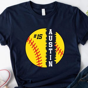 Custom Softball Design Shirt With Custom Number And Name, Personalized Sports Shirt, Softball Mom Tee, Personalized Softball Gifts, Team Tee