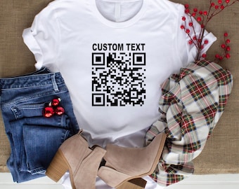 Personalized QR Code T Shirt, Qr Code Scan Shirts, Scan Me Custom Social qr Tees, Birthday Present, Gift for Him/Her, Xmas Gifts, Custom QR