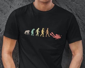 Evolution of Scuba Diver T-shirt, Scuba Diving Shirt, Scuba Diver Evaluation, Gift for Him, Gift for Her, Xmas Gift, Birthday Unisex Tee Top