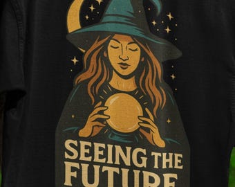 Witchcore Crystal Ball Graphic Tee, Mystical Unisex T-Shirt