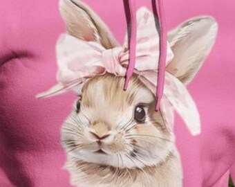 Bunny with Bow Hoodie - Rabbit Sweatshirt - Easter Gift for Women