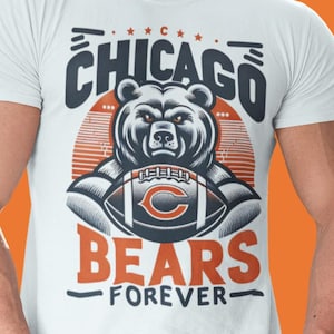 Chicago Football Tshirt, Navy and Orange Retro Shirt, Bears NFL Supporter Gift, Classic American Sports Apparel
