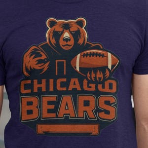 Chicago Football Tshirt, Navy and Orange Retro Shirt, Bears NFL Supporter Gift, Classic American Sports Apparel,