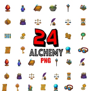 Bundle PNG Alchemy Magic - Fichiers numériques artisanat DIY - Téléchargement instantané - Style dessiné à la main - Clipart pour autocollants et art numérique - Potions