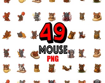 Mouse PNG bundle - Digital Files for Crafts & DIY Projects - Digital Download - Instant - Clipart - Chibi - Kawaii Mice