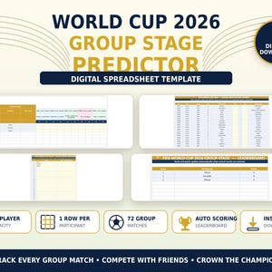 World Cup 2026 Predictor | Group stages | Office Pool Spreadsheet (Excel + Google Sheets)