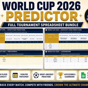 FIFA World Cup 2026 Predictor Spreadsheet | Office Sweepstake (Excel/Google Sheets)