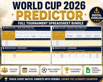 FIFA World Cup 2026 Predictor Spreadsheet | Office Sweepstake (Excel/Google Sheets)
