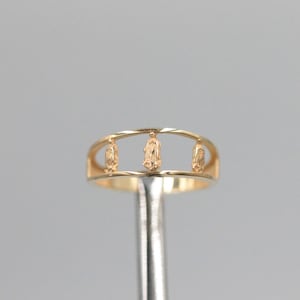 10K 14K Solid Gold Virgin Mary Ring: Triple Virgen de Guadalupe Band