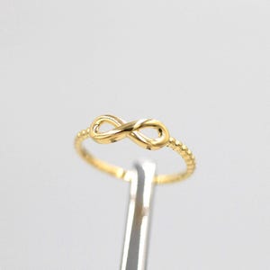 İnfinity Ring 10K&14K Solid Gold,İnfinity Sign,Symbol of Love,Beaded Band,Stacking Ring,Gift For Girls Her