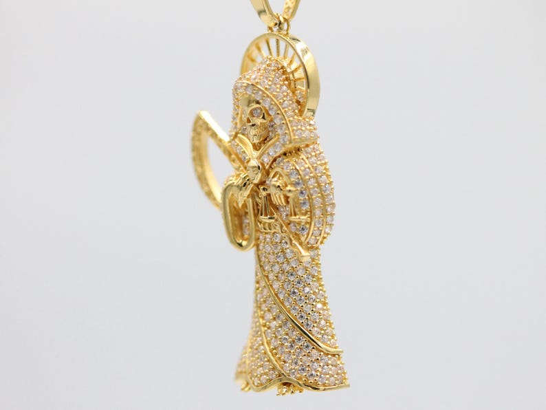thumbnail image 2 of 14K Solid Yellow Gold Santa Muerte / Grim Reaper Pendant - Alex And Elsa PT01159 2 of 6