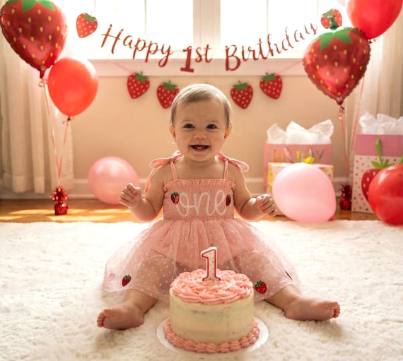 strawberry first birthday dress Strawberry Birthday Tutu Outfit -- A Berry Sweet Birthday 12m