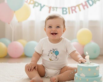 Silly Goose Embroidery ONE Outfit, Baby Boy First Birthday Romper, Personlig Smash Cake Romper