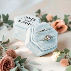Personalized Velvet Ring Box, Valentines Day, Engagement Ring Box, Wedding Ring Box, Proposal Ring Bearer, Monogram Ring Box, Gifts for Her