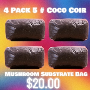 4 PACK - 5 Pfund. Premium Coco Coir Pilz Taschen