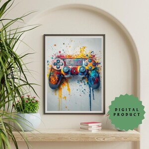 Colorful Gaming Controller PS Digital Print - Gamer Bedroom Wall Art - Gaming Posters Digital Download
