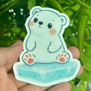 Polar Bear Matte Vinyl Sticker, Arctic Bear Art, Cute Animal Stickers, Laptop Stationary Journal Tumbler Decal, Waterproof Dishwasher Safe