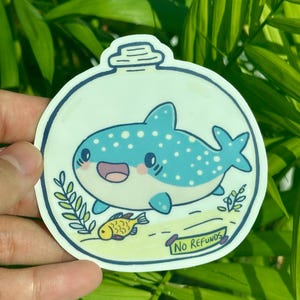 Wal Matt Vinyl Aufkleber, Walhai Aufkleber, süße Meerestier Kunst, Tumbler Laptop Wasserflasche Stationäre Kunst, wasserdicht spülmaschinenfest
