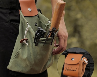 Personalization Foraging Bag, Leather Bushcraft Hiking Belt Bag, Gathering Bag, Fruit Picking Bag, Camping Gear, Gift for Gardener