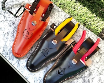 Personalized Garden Shears Holster, Leather Tool Belt Pouch for Pruners, Scissors Case for Gardening, Outdoor Gift