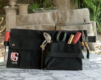 Personalization Heavy-Duty Tool Belt, Adjustable Pouch Apron for Mechanics, Electricians, Gardeners, and Makers Half Waist Apron Gift