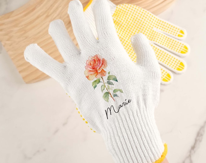 Personalized Gardening Gloves, Custom Floral Gloves, Name Gloves, Garden Work Gloves, Outdoor Work Gloves, Garden Lover Gloves