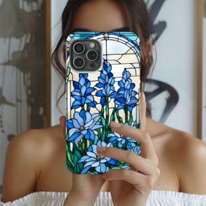 Wildflower Stained Glass Effect Phone Case, Floral 3D Mosaic Tough Case, Stained Glass Pearl Effect with Flowers, Case for iPhone Samsung