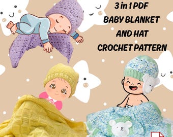 Embossed Baby Blanket Crochet Pattern – Matching Hat (PDF Pattern)