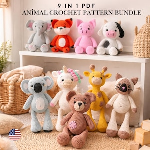 Amigurumi-mönster för virkad djur | Safari Friends (PDF-mönster)