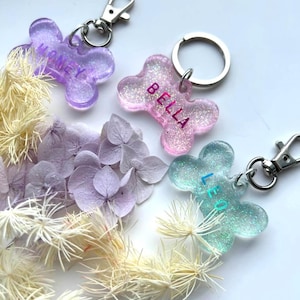 Personalized Dog Bone Resin ID Tag: Custom Pet Name, Handmade