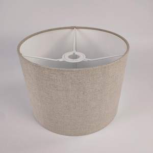 Quality Linen drum and cylindrical shaped lampshades in Natural colour
