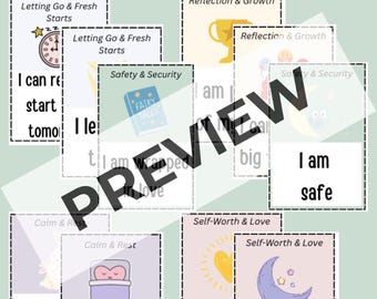 Nighttime Affirmation Cards for Kids | Gentle Bedtime Routine | Soft Pastel Printable